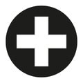 Black and white medical cross symbol silhouette Royalty Free Stock Photo