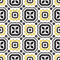 Black and white mediterranean seamless ceramic tile pattern. Royalty Free Stock Photo