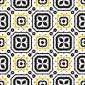 Black and white mediterranean seamless ceramic tile pattern. Royalty Free Stock Photo