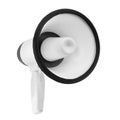 Black-white megaphone white background isolated closeup, loudspeaker, loudhailer, bullhorn, announcement symbol media illustration