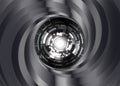 Black and white metal color Swirl background with digital eye robot