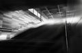 Black and white metro upstairs with light rays background Royalty Free Stock Photo