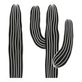 Black and white mexican cactus silhouette. Royalty Free Stock Photo