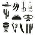 Black and white 12 mexican elements.