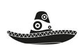 Black and white mexican hat silhouette.