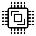 Black and white microchip icon illustration Royalty Free Stock Photo