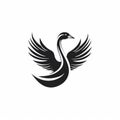 Black And White Ming Dynasty Style Logo With Spread Wings Illustration