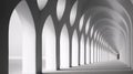 Black and white minimal architectural interior with arches in perspective Royalty Free Stock Photo