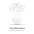Black and White Minimal Cloud Computing, Networks Structure, Telecommunications Concept Design With Wireframe