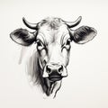 Minimalist Cow Drawing With Strong Facial Expression Royalty Free Stock Photo