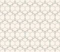 Black and white minimalist geometric seamless pattern. Subtle vector linear texture with hexagon grid, delicate minimal lattice, Royalty Free Stock Photo