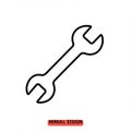 Black and white minimalist icon of a wrench. The design features a simple outline of Royalty Free Stock Photo