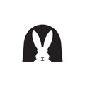 Black and white minimalist logo featuring a rabbit\'s face. The rabbit is created using Royalty Free Stock Photo