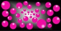 White and black mixture background, pink balloons 3d effect.