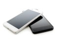 Black and white Mobily phone on white Royalty Free Stock Photo