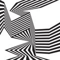 Black and white mobious wave stripe optical abstract design