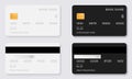 Black and White Mock Up of Debit Bank Card. Plastic Credit or Debit Card with Golden Chip Mockup. Two Sides of Plastic Royalty Free Stock Photo