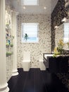 Black and white modern bathroom interior design in mosaic Royalty Free Stock Photo