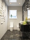 Black and white modern bathroom interior design in mosaic Royalty Free Stock Photo