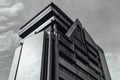 Black and white modern building in the night in Kuala Lumpur, Malaysia