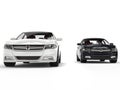 Black and white modern fast city cars - front view