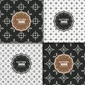 Black and white modern geometric motif seamless pattern