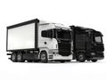 Black and white modern heavy transport trucks