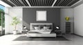 Black and white modern master bedroom Royalty Free Stock Photo