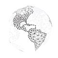 Black and White Modern Minimal Style Polygonal Network Structure, Digital Earth Globe, Network Connections Concept Design
