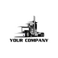 Black and white modern truck cargo illustration vector