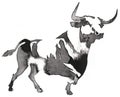 Black and white monochrome painting with water and ink draw bull illustration Royalty Free Stock Photo