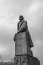 Black and white monument from granite to leader of world proletariat Lenin Royalty Free Stock Photo