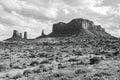 Black and White Monument Valley panorama - Arizona, AZ Royalty Free Stock Photo