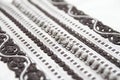 Black and white Moroccan Djellaba embroidery details Royalty Free Stock Photo