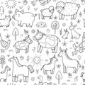 Black and white mother and baby animals seamless pattern Royalty Free Stock Photo