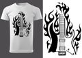 Black and White Motif of Burning Electric Guitar