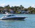 Black and White Motor Yacht Royalty Free Stock Photo