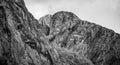 Black and white mountain canyon detail. V?li?oara gorge in eastern Apuseni Mountains, Romania