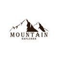 Black and White Mountain Explorer Adventure Badge Logo, Sign, Icon Vector Royalty Free Stock Photo