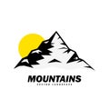 Black and White Mountain Explorer Adventure Badge Logo, Sign, Icon Vector Template Design Royalty Free Stock Photo