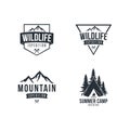 Black and White Mountain Explorer Adventure Badge Vector Design Set