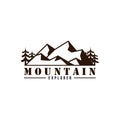 Black and White Mountain Explorer Adventure Badge Vector Design Royalty Free Stock Photo