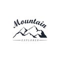 Black and White Mountain Explorer Adventure Logo, Sign, Badge Template Vector Design Royalty Free Stock Photo