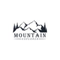 Black and White Mountain Explorer Adventure Logo, Sign, Badge Template Vector Design Royalty Free Stock Photo