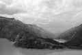 Black-white mountain lake landscape Royalty Free Stock Photo