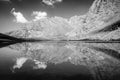 Black and white mountain landscape and mountain reflection. Nigde, Bolkar, Turkey