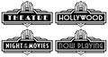 Black and White Movie Marquee Hollywood Theater Theatre Now Playing Vector Royalty Free Stock Photo