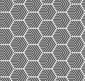 Black on white multi hexagonal line pattern seamless repeat background Royalty Free Stock Photo