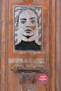 Mural of Lady on Window Shutter, Pisa, Italy Royalty Free Stock Photo