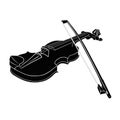 Black - White Musical instrument violin with fiddlestick on a background.